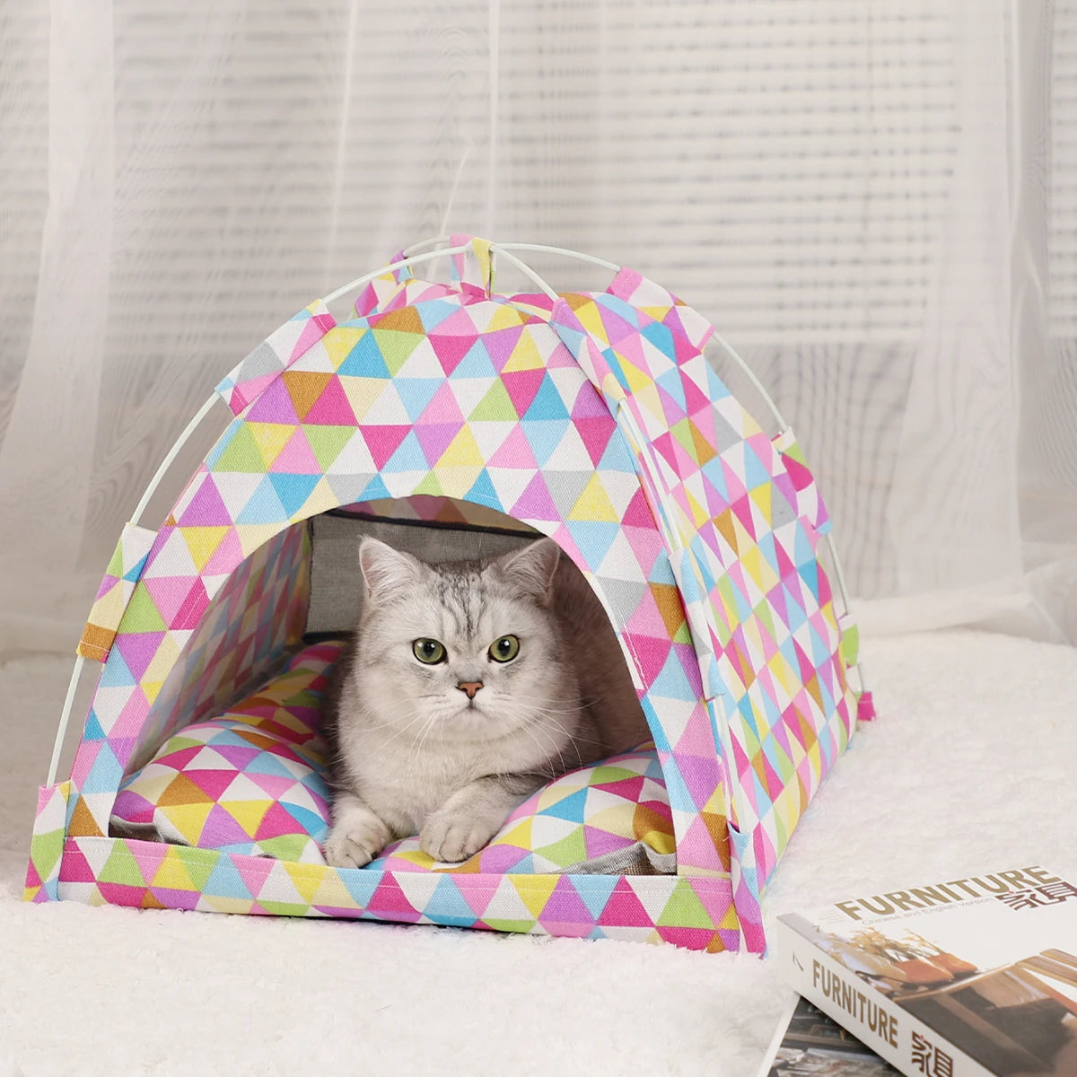 Cozy Winter Cat Tent Bed - Warm and Breathable Accessories for Your Feline Friend