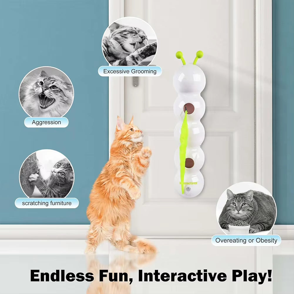 Exciting Caterpillar Teasing Cat Toy - Motion Activated, Rechargeable, and Interactive Fun for Indoor Cats!