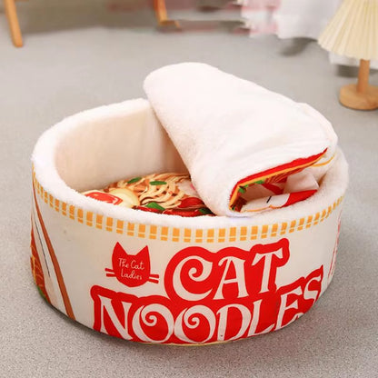 Cozy Ramen Noodle Cat Bed - Stylish and Comfortable Nest for Your Feline Friend