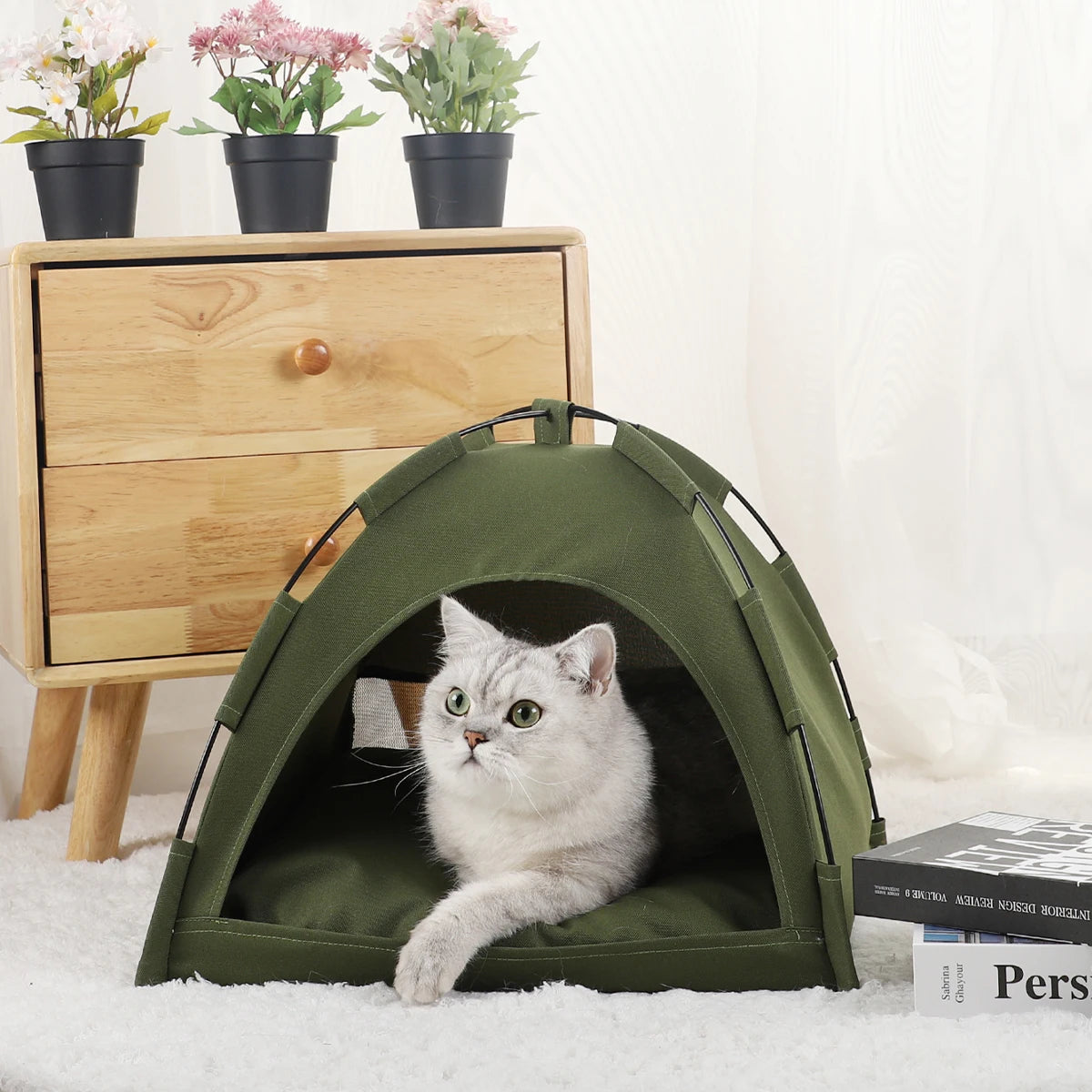Cozy Winter Cat Tent Bed - Warm and Breathable Accessories for Your Feline Friend