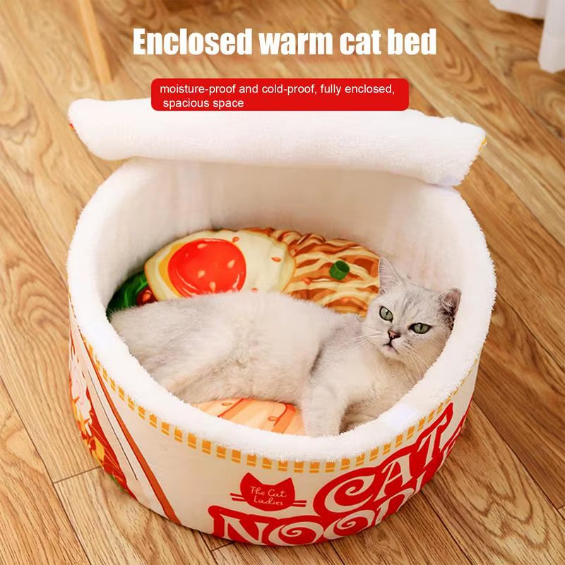 Cozy Ramen Noodle Cat Bed - Stylish and Comfortable Nest for Your Feline Friend