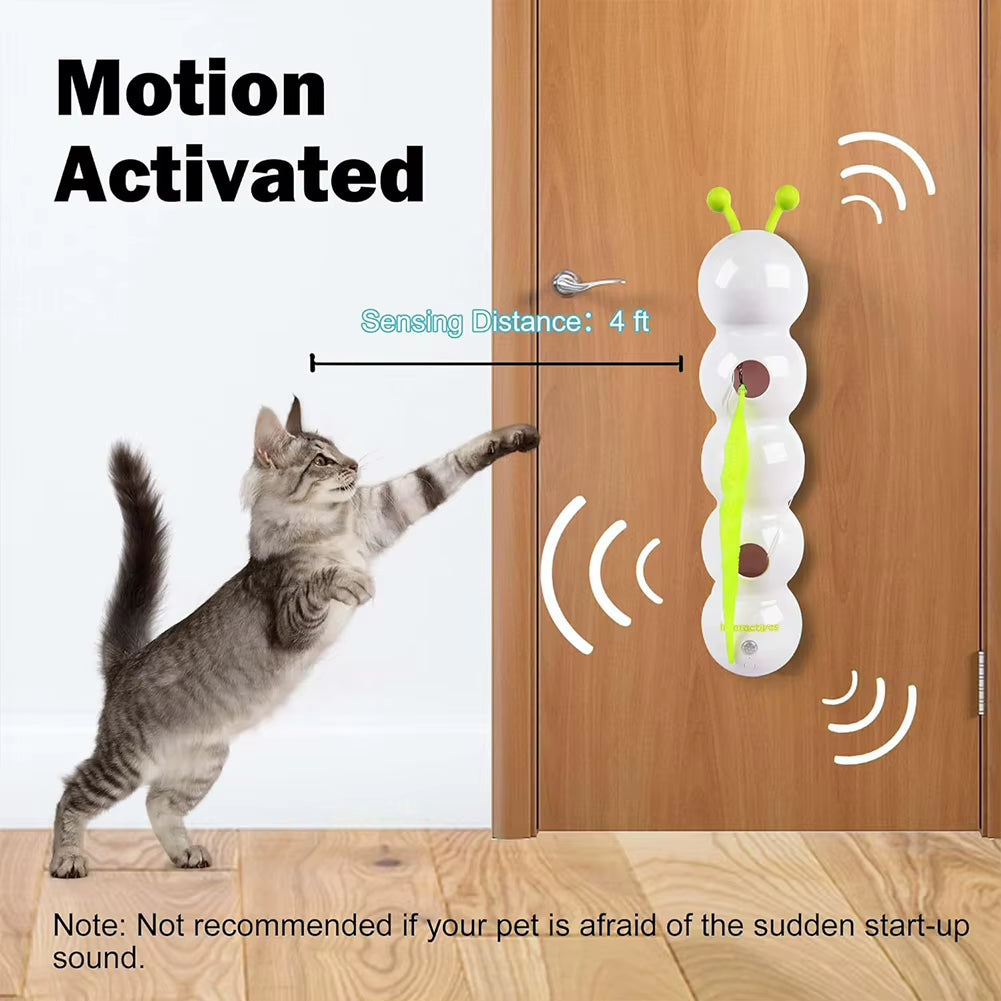 Exciting Caterpillar Teasing Cat Toy - Motion Activated, Rechargeable, and Interactive Fun for Indoor Cats!