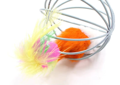 Exciting Feather Mice Ball Cage Toy for Kittens - Creative Playtime Fun for Your Feline Friend!